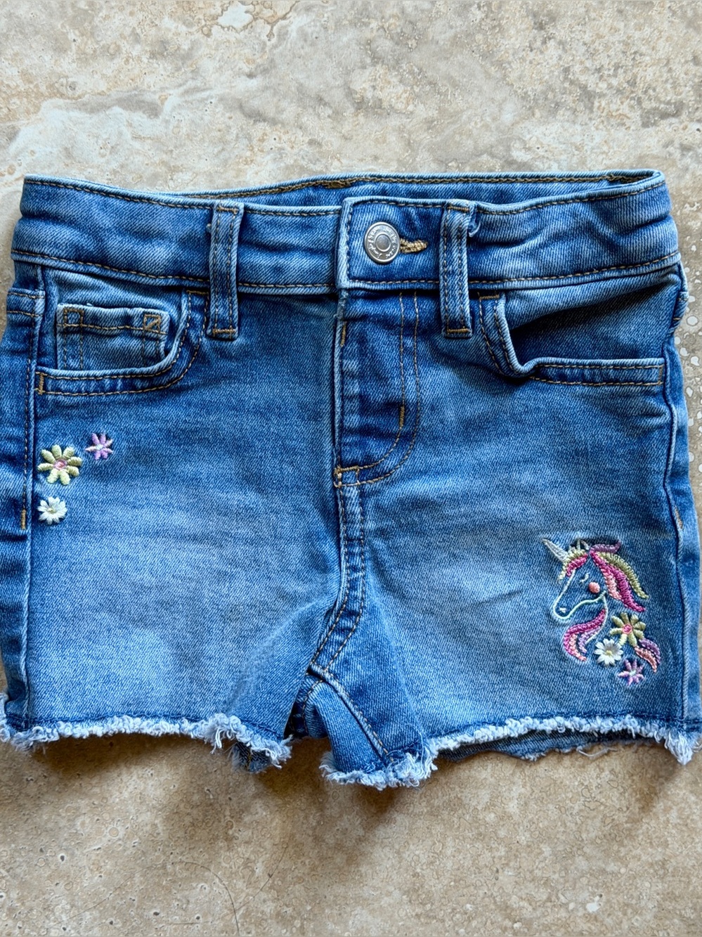 Girls Embroidered Denim Shorts - Sz 3T
